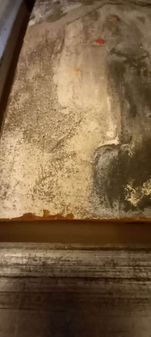 Beautiful framed mixed media painting of a religious scene