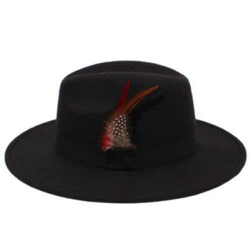 Fedora Wide Brim Black Hat-58cm - FREE SHIPPING
