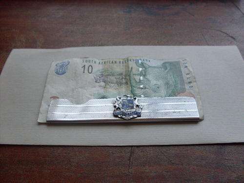 Very old Money clip coat of arms Grahamstown (money not included) dent from thumb