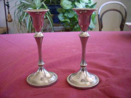 Lovely pair of candle sticks 13cm. - silver plated- Definately very old