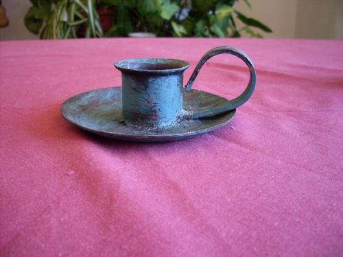 Upcycled - solid metal candle holder - one of a kind.