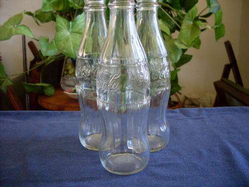 3 Collectable coke bottles - clear glass