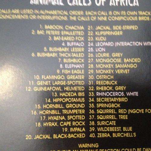 CD - Animal Calls of Africa (includes the "Big Five")
