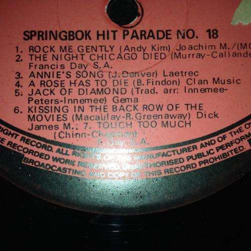 L.P. -  Springbok Hit Parade No 18