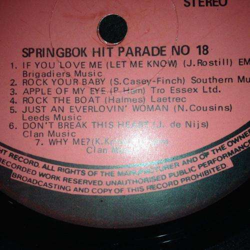 L.P. -  Springbok Hit Parade No 18