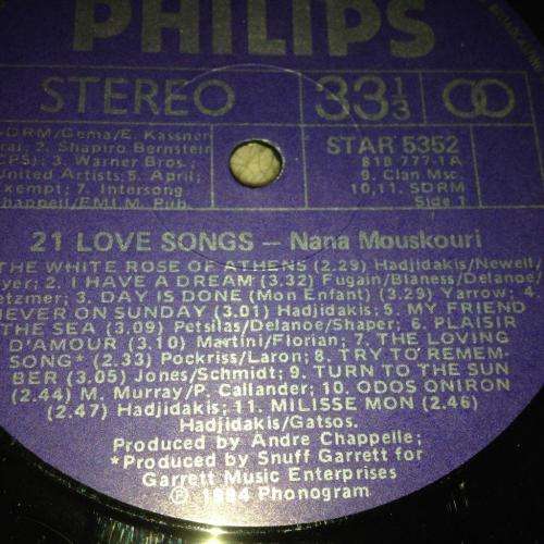 L.P. - Nana Mouskouri - 21 Love Songs