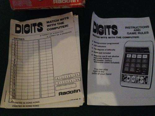 Vintage Retro Digits Console boxed with instructions - Radotin - Made In Hong Kong