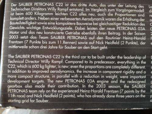 Revell - F1 Sauber Petronas C22 - Scale 1:24 Scale - Plastic Model Kit