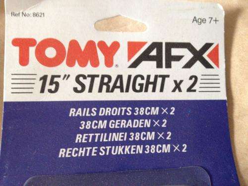 Tomy AFX 15" Straight Track 2 in a blister pack Ref 8621 (NOS) - HO Scale