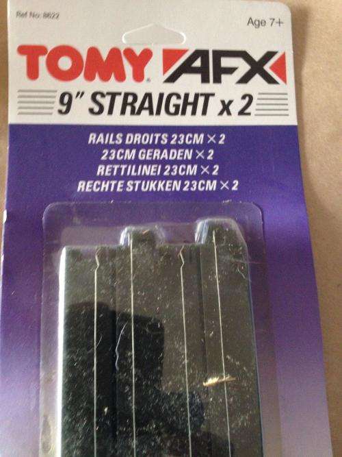 Tomy AFX 9" Straight Track 2 in a blister pack Ref 8622 (NOS) - HO Scale