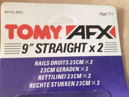Tomy AFX 9" Straight Track 2 in a blister pack Ref 8622 (NOS) - HO Scale