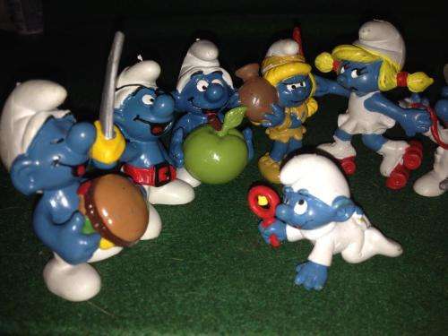 8 x Vintage Peyo Smurfs - Made 1970's - 1980's in Hong Kong and West Germany