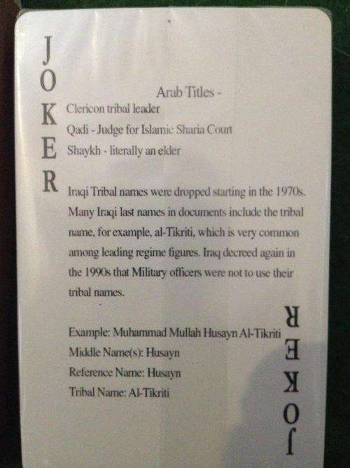 Iraqi Most Wanted Playing Cards