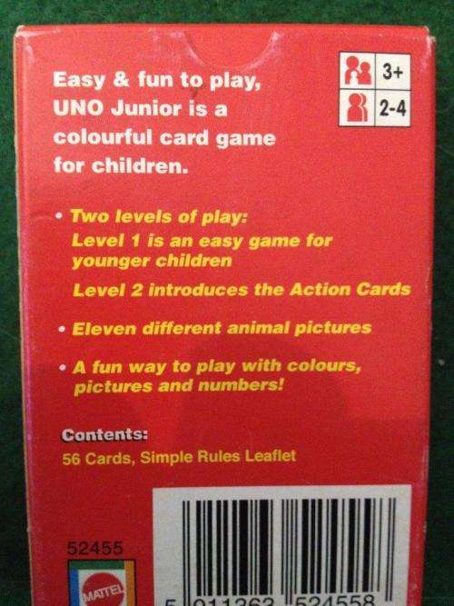 Uno junior Playing Cards - Mattel 2002 (NOS)