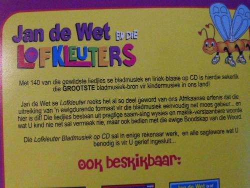 DVD - Jan de Wet en die Lofkleuters Bladmusiek