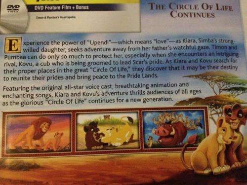 DVD - Disneys The Lion King 2 Simba's Pride