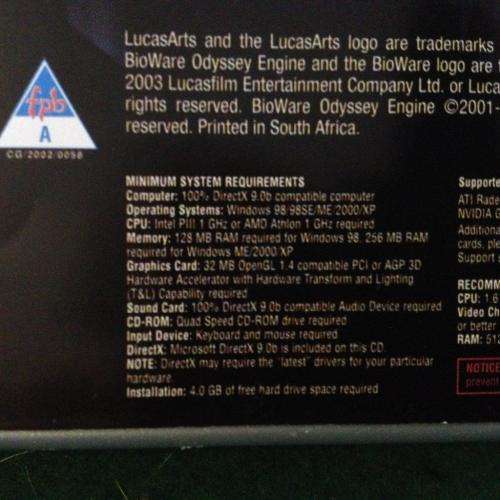 PC - Star Wars Knights of The Old Republic