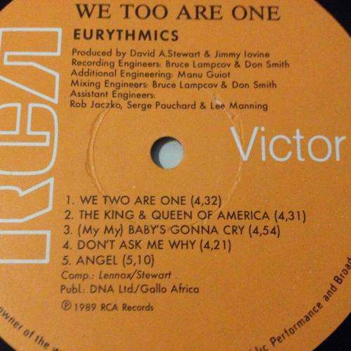 LP - Eurythmics - We Too Are One