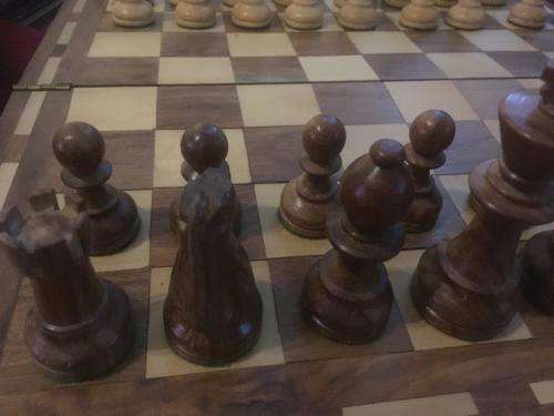 Ulbrich Wooden Chess set, carry case and fold away wooden board