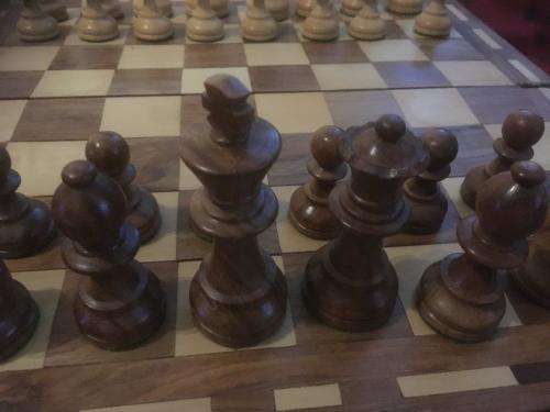Ulbrich Wooden Chess set, carry case and fold away wooden board