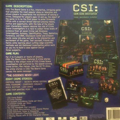 CSI: Crime Scene Investigation - The Board Game - 2004 Speciality Board Games