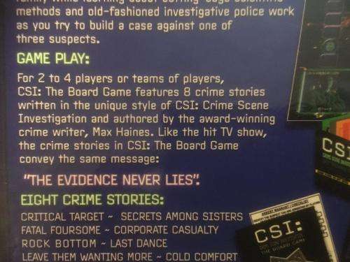CSI: Crime Scene Investigation - The Board Game - 2004 Speciality Board Games