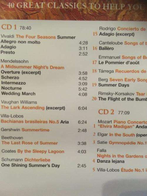 CD - 40 Most Beautiful Summer Classics (2cd)