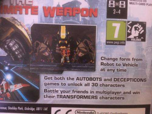 Nintendo DS - Transformers War for Cybertron Autobots