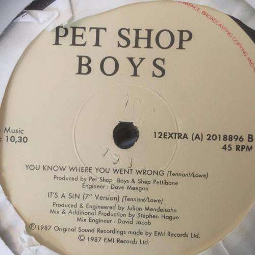 LP - Pet Shop Boys - Its A Sin 12" Maxi 45rpm Single