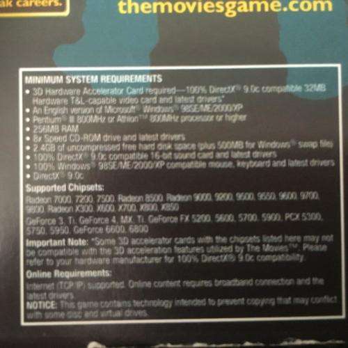 PC - The Movies - Run the Studio. Shoot The Movies Make The Stars