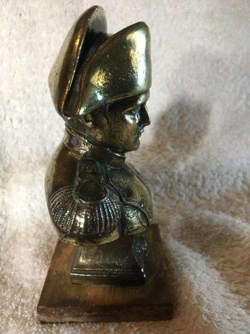 Vintage BUST EMPEROR NAPOLEON BONAPARTE Bronze metal statue 5" Made France RC365