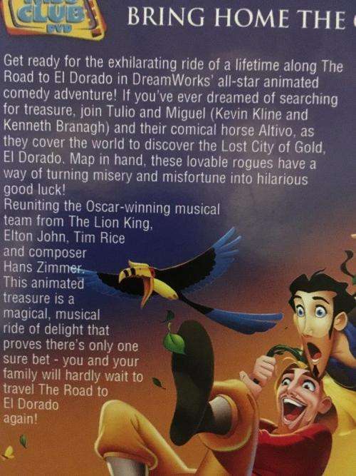 DVD - The Road To El Dorado