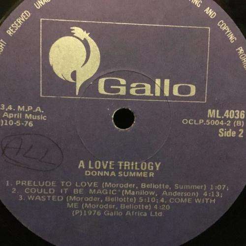 LP - Donna Summer - A Love Trilogy