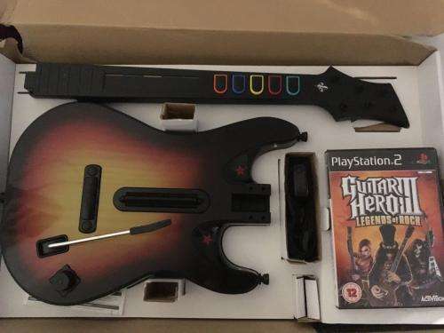 PS2 - Guitar Hero III Wirless Guitar + Game Complete + Wireless Receiver
