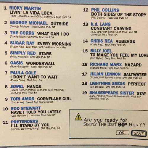 CD - Simply The Best 90's Hits (2cd)