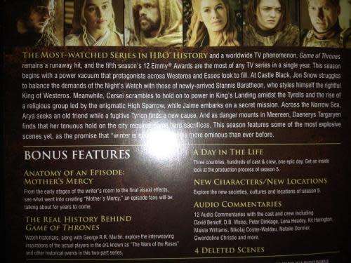 DVD - Game of Thrones - The Complete Fifth Season