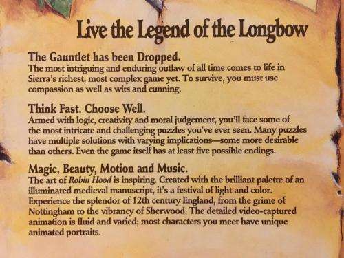 PC - The Legend of Robin Hood Conquest of the Longbow (Big Box Game DOS Floppy Disks) - Retro Gaming