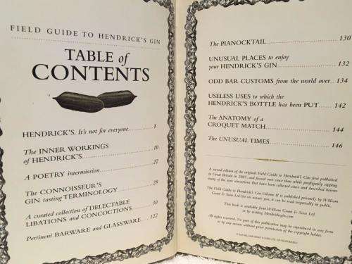 Field Guide to Hendrick's Gin - Volume 2 by Hendrick's - Hard Cover 147 Pages