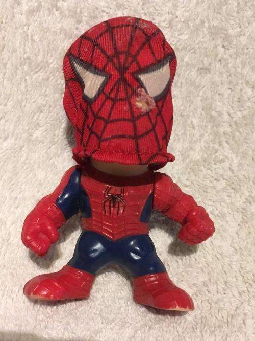 Big Head Spiderman with removable Mask - Marvel 2001 - +-9cm