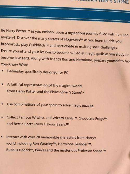 PC - Harry Potter and the Philosopher's Stone