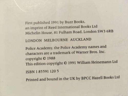 Police Academy The Series Cops And Robots - Buzz Books 1991 Hard Cover