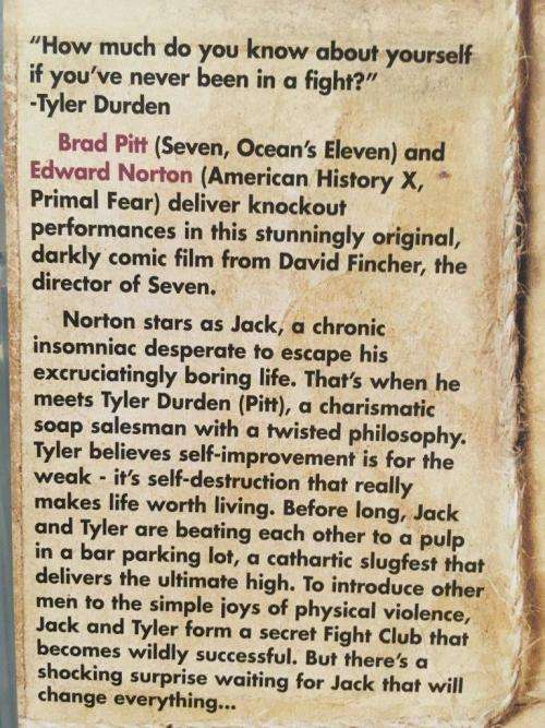 DVD - Fight Club (2-Disc DVD Special features) Brad Pitt, Edward Norton
