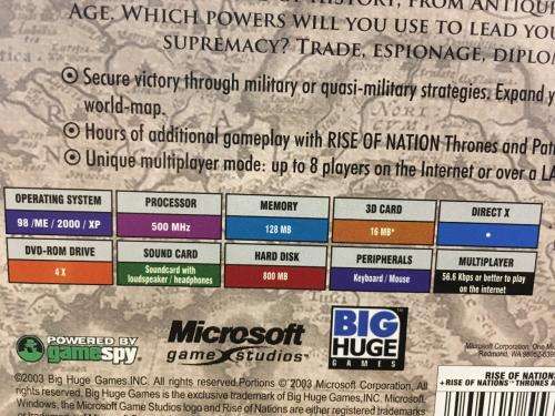 PC - Rise of Nations + Thrones and Patriots add on - Gold edition