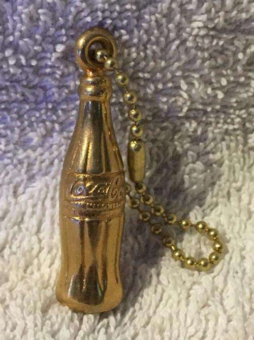 Vintage Coca-Cola Coke Bottle Soda Brass Key Chain New NOS 1970s