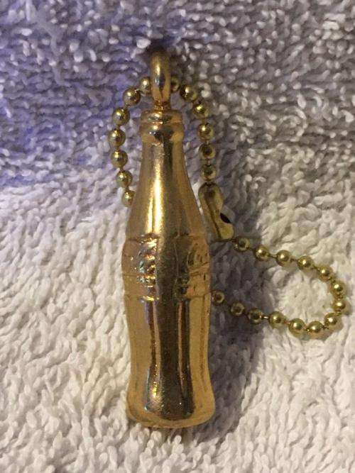 Vintage Coca-Cola Coke Bottle Soda Brass Key Chain New NOS 1970s