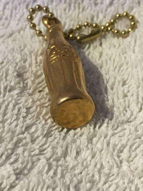 Vintage Coca-Cola Coke Bottle Soda Brass Key Chain New NOS 1970s