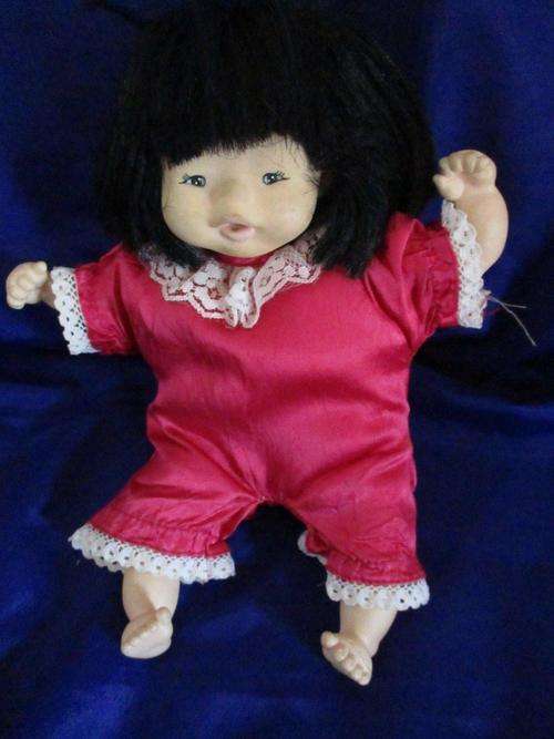 Vintage Soft Bodied Rubber Face Arms Feet Doll - Local Motion - Made in Hong Kong +-23cm
