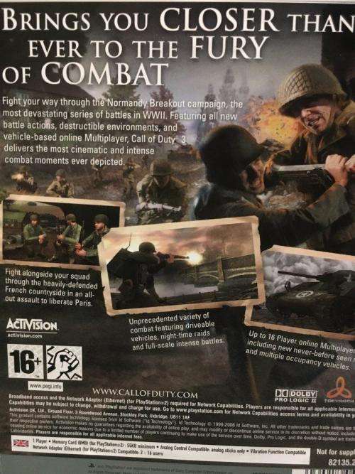 PS2 - Call of Duty 3 - Platinum