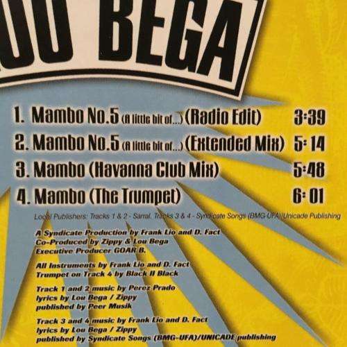 CD - Lou Bega - Mambo No.5 (A little bit of..) Single