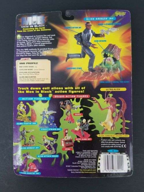 MIB Men In Black - Alien-Ambush Jay vs Tree Trunk Alien- Galoob - 1997 5 Inch
